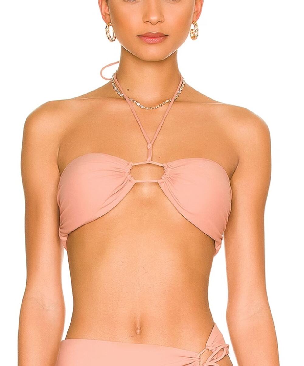 Revolve Nude Bikini Top MEDIUM Halter Bandeau Keyhole Lovewave Desisgner $78 NEW